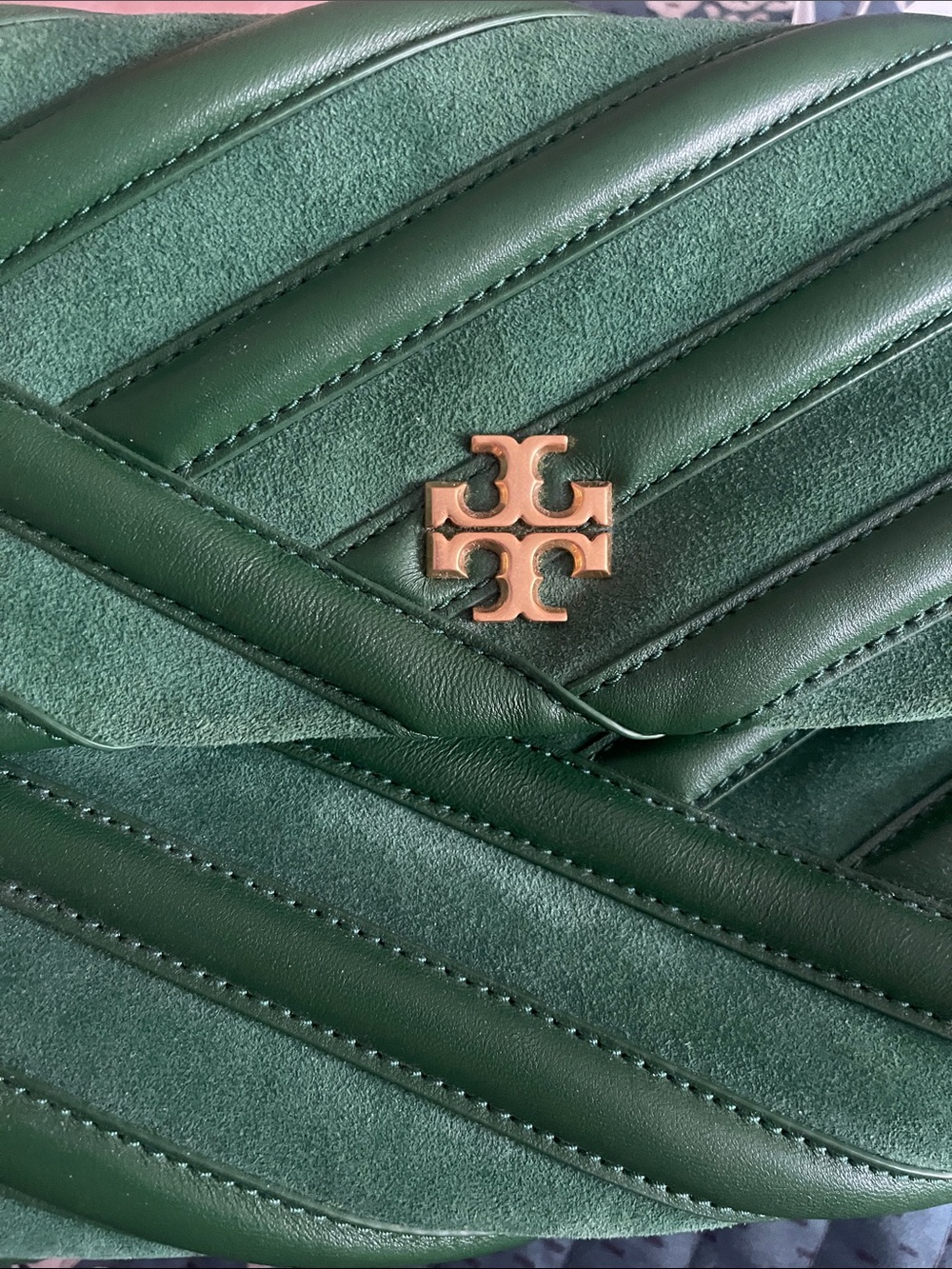 Tory Burch Green Chevron Bombé Convertible Shoulder Bag/leather and suede - Picture 10 of 17